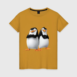 Женская футболка хлопок Пингвины Мадагаскара
