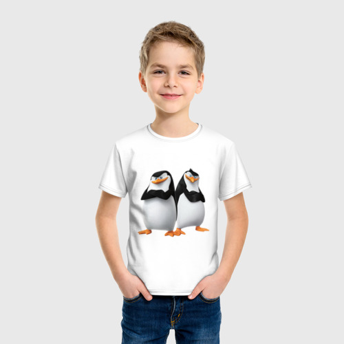 Детская футболка хлопок Пингвины Мадагаскара, цвет белый - фото 3