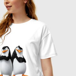Женская футболка хлопок Oversize Пингвины Мадагаскара - фото 2