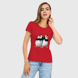 Женская футболка хлопок Slim Пингвины Мадагаскара - фото 2