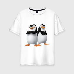 Женская футболка хлопок Oversize Пингвины Мадагаскара
