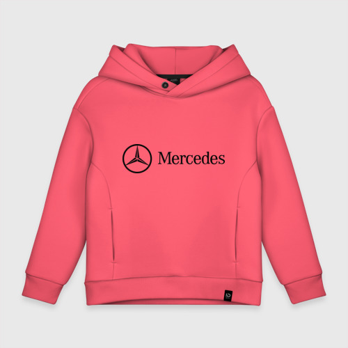 Детское худи Oversize хлопок Mercedes Logo, цвет коралловый