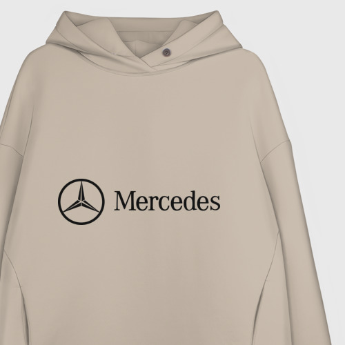 Женское худи Oversize хлопок Mercedes Logo, цвет миндальный - фото 3