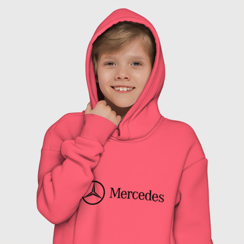 Детское худи Oversize хлопок Mercedes Logo, цвет коралловый - фото 12