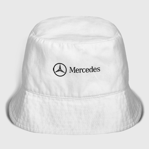 Детская панама из хлопка с принтом Mercedes Logo, вид спереди №1