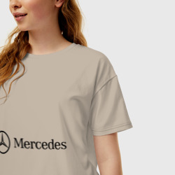 Женская футболка хлопок Oversize Mercedes Logo - фото 2