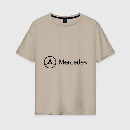 Женская футболка хлопок Oversize Mercedes Logo, цвет миндальный