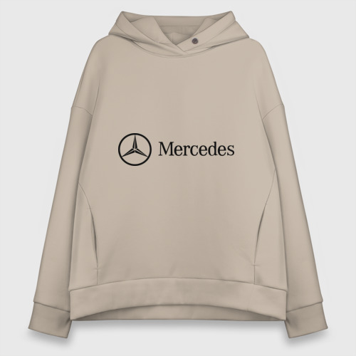 Женское худи Oversize хлопок Mercedes Logo, цвет миндальный