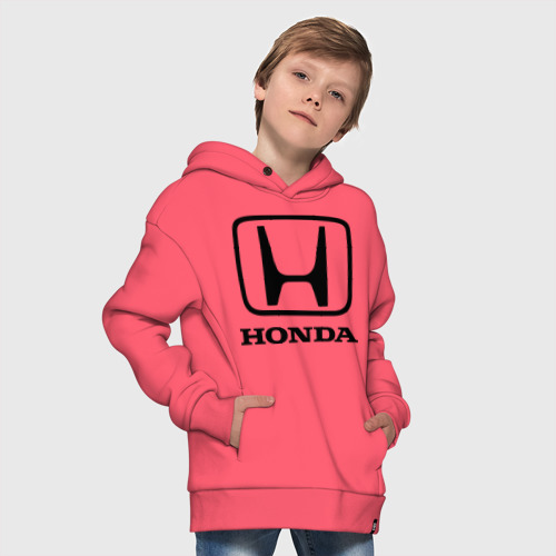 Детское худи Oversize хлопок Honda logo, цвет коралловый - фото 9