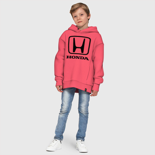 Детское худи Oversize хлопок Honda logo, цвет коралловый - фото 11