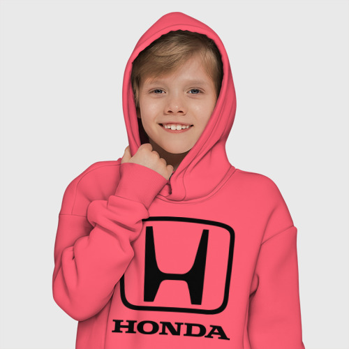 Детское худи Oversize хлопок Honda logo, цвет коралловый - фото 12