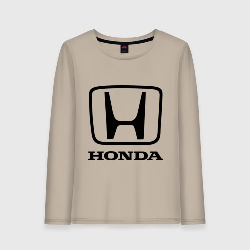 Женский лонгслив хлопок с принтом Honda logo, вид спереди #2