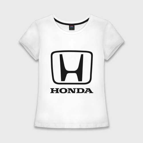 Женская футболка хлопок Slim Honda logo, цвет белый