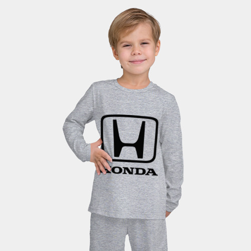 Детская пижама с лонгсливом хлопок Honda logo, цвет меланж - фото 3