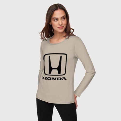 Женский лонгслив хлопок с принтом Honda logo, фото на моделе #1