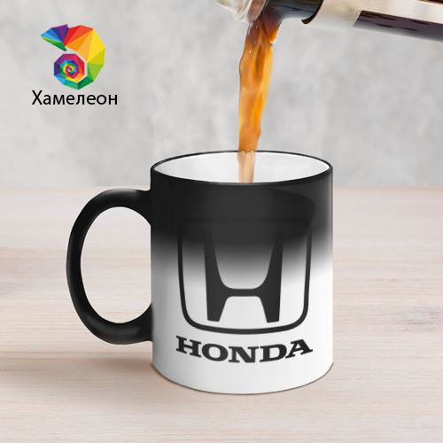 Кружка хамелеон Honda logo, цвет белый + черный - фото 5