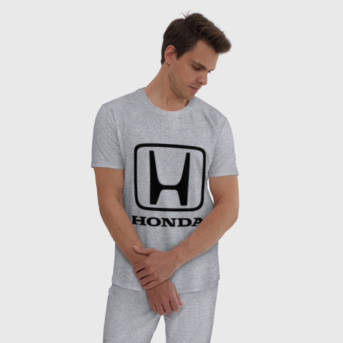 Мужская пижама хлопок Honda logo, цвет меланж - фото 3