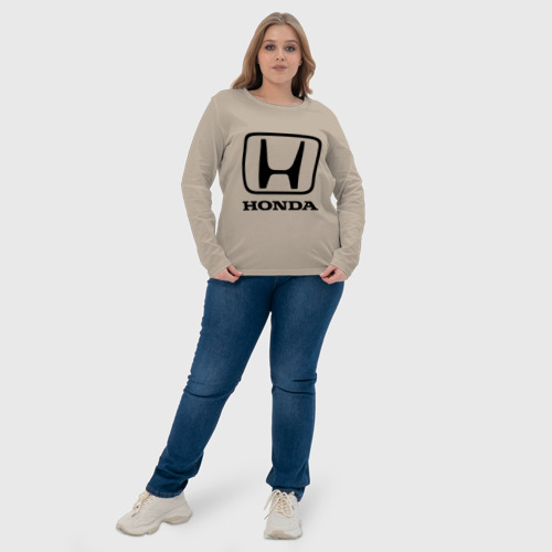 Женский лонгслив хлопок с принтом Honda logo, фото #4