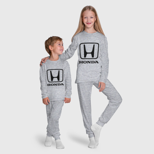 Детская пижама с лонгсливом хлопок Honda logo, цвет меланж - фото 9