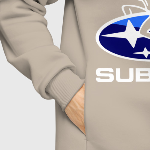 Мужское худи Oversize хлопок Subaru, цвет миндальный - фото 8