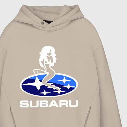 Мужское худи Oversize хлопок Subaru, цвет миндальный - фото 4