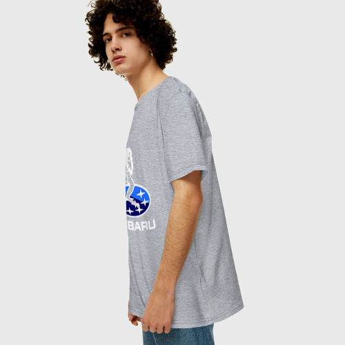 Мужская футболка хлопок Oversize с принтом Subaru, вид сбоку #3