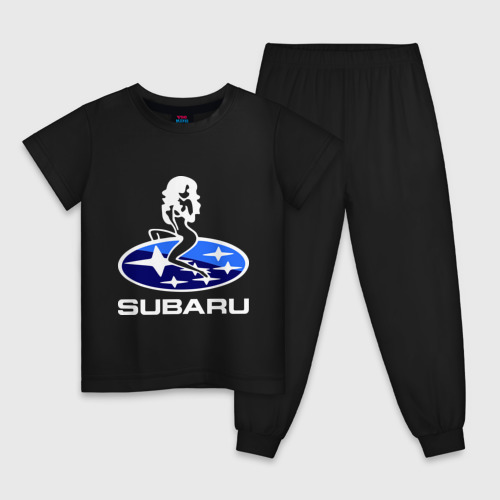 Детская пижама хлопок с принтом Subaru, вид спереди #2