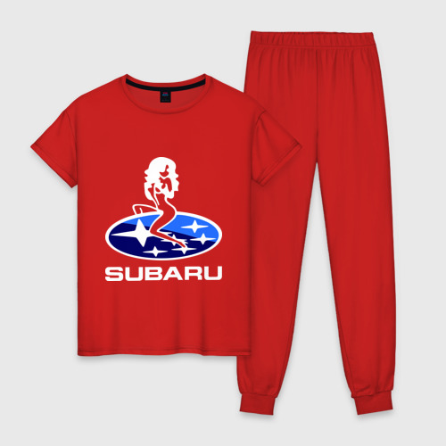 Женская пижама хлопок с принтом Subaru, вид спереди #2