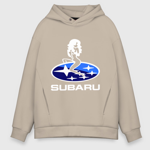 Мужское худи Oversize хлопок Subaru, цвет миндальный