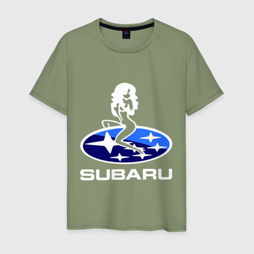 Мужская футболка хлопок Subaru, цвет авокадо