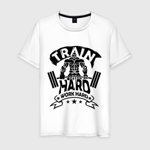 Мужская футболка хлопок Train hard work hard