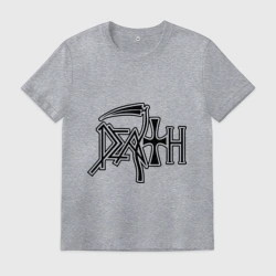 Мужская футболка хлопок Death - надпись смерть с косой