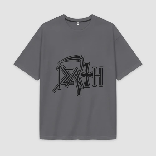 Мужская футболка Oversize хлопок premium Death - надпись смерть с косой