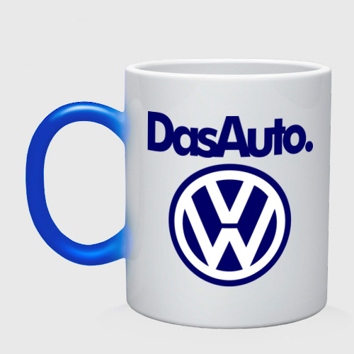 Кружка хамелеон Volkswagen Das Auto, цвет белый + синий