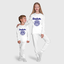 Пижама с принтом Volkswagen Das Auto для ребенка, вид на модели спереди №5. Цвет основы: белый