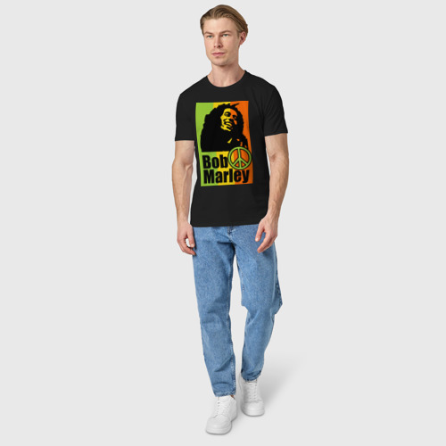 Мужская футболка хлопок Bob Marley, цвет черный - фото 5