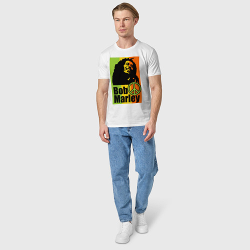 Мужская футболка хлопок Bob Marley, цвет белый - фото 5