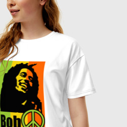 Женская футболка хлопок Oversize Bob Marley - фото 2