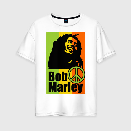 Женская футболка из хлопка оверсайз с принтом Bob Marley, вид спереди №1