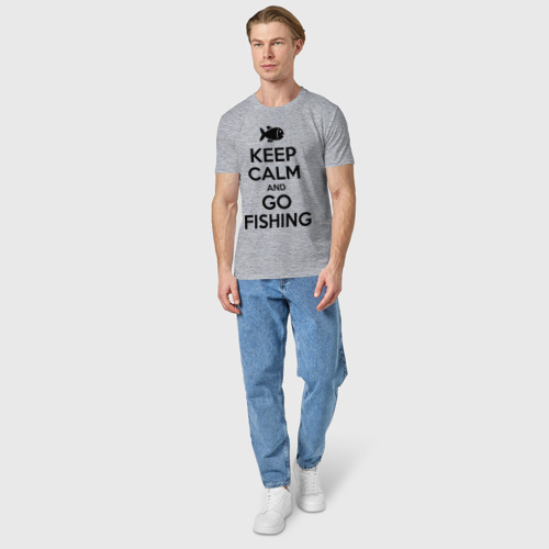 Мужская футболка хлопок с принтом Keep calm and go fishing, вид сбоку #3