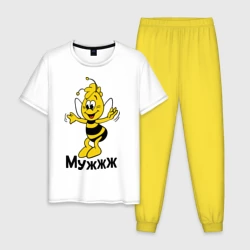 Мужская пижама с белой футболкой хлопок Муж