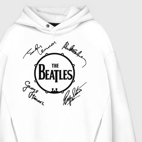 Мужское худи Oversize хлопок Beatles автографы, цвет белый - фото 4