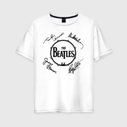Женская футболка хлопок Oversize Beatles автографы