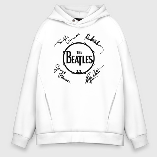 Мужское худи Oversize хлопок Beatles автографы, цвет белый