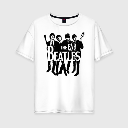 Женская футболка хлопок Oversize Beatles, цвет белый