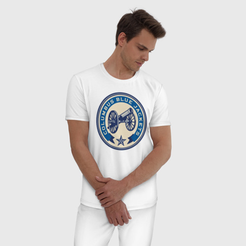 Мужская пижама хлопок Columbus Blue Jackets, цвет белый - фото 3