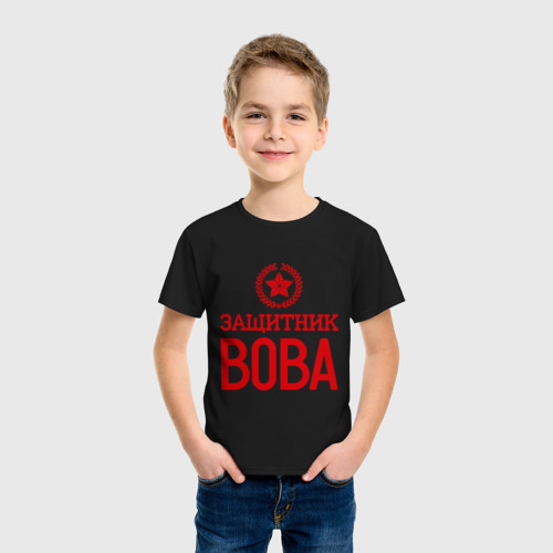 Детская футболка хлопок Защитник Вова, цвет черный - фото 3
