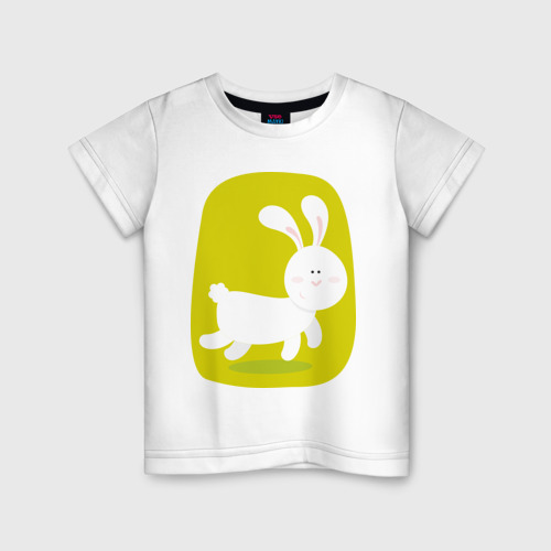 Детская футболка хлопок Маленький зайка, цвет белый