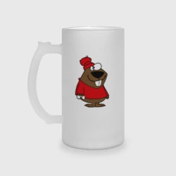 Кружка пивная матовое стекло Бобер