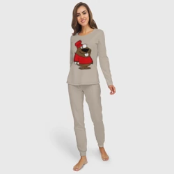 Женская пижама с лонгсливом хлопок Бобер - фото 2